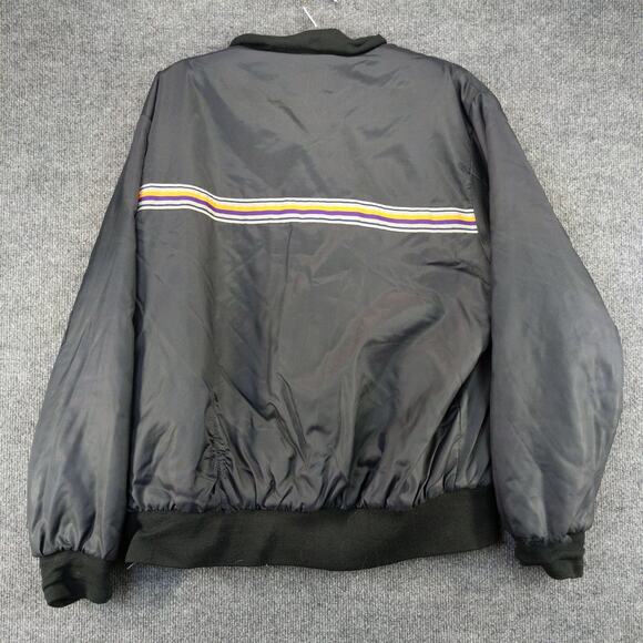 Vintage FedEx Federal Express Full Zip Coat Size L Gray Striped Quilted Liner - Picture 3 of 12